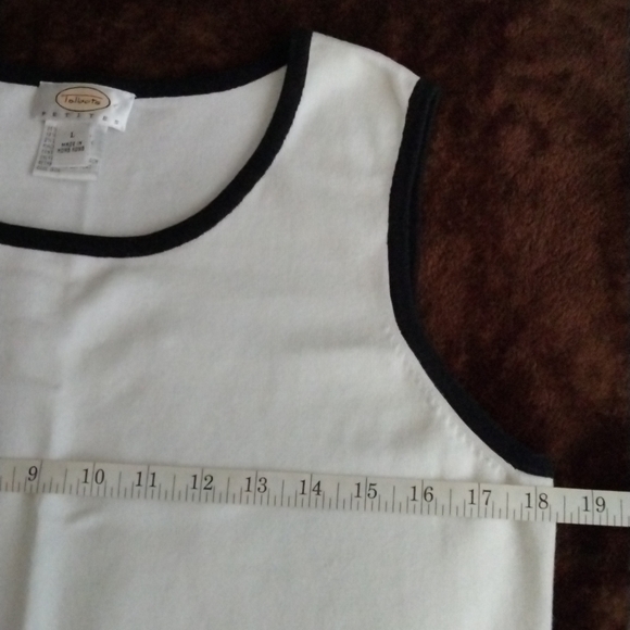 Talbots (Size L) White & Black Trim Scoop Neck Sleeveless Stretch Sweater Vest - Picture 5 of 5